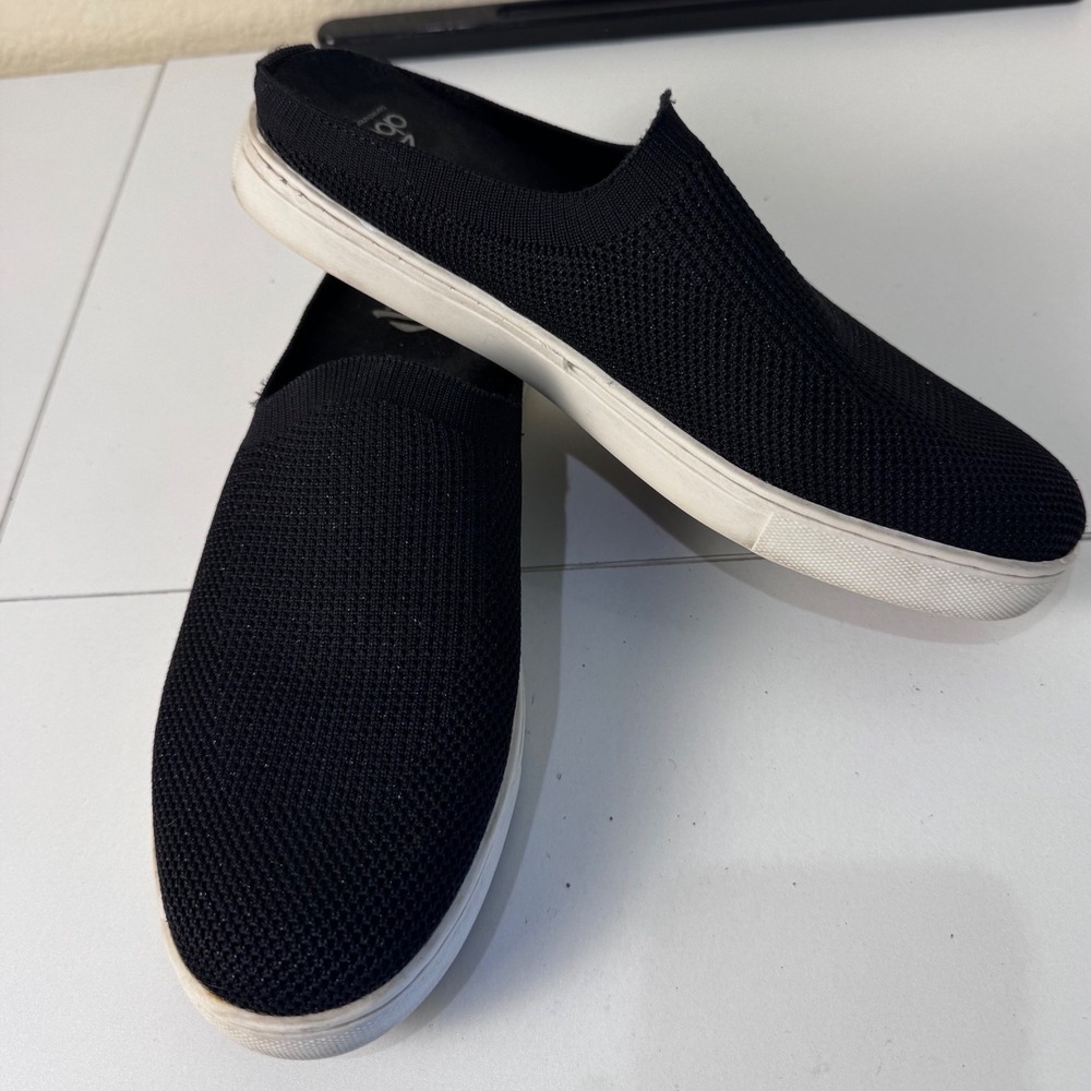 ABEO Mules Women 7.5 Black Knit Slip On Sneakers Comfort Walking Shoes